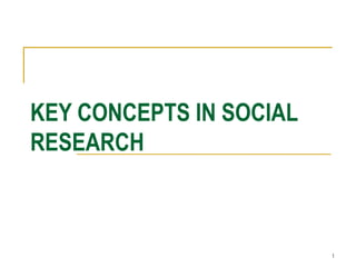 1
KEY CONCEPTS IN SOCIAL
RESEARCH
 