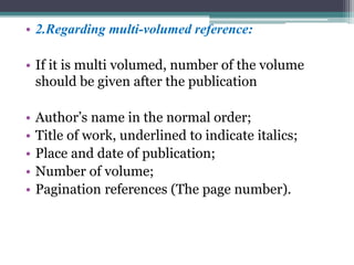Multi Volume Works Examples The Mechanics of Writing a Research Report | PPTX