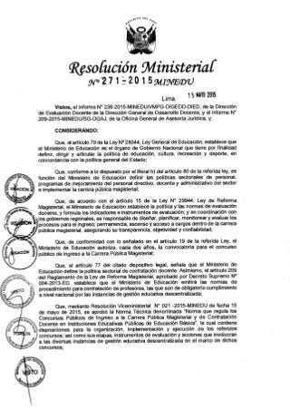 Resolución Ministerial N° 271-2015-MINEDU