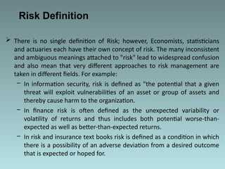 Define Insurance Risk Risk and insurance management- Chapter 1.ppt
