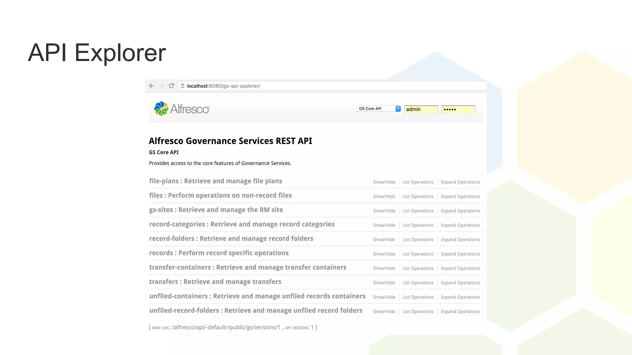 API Explorer
 
