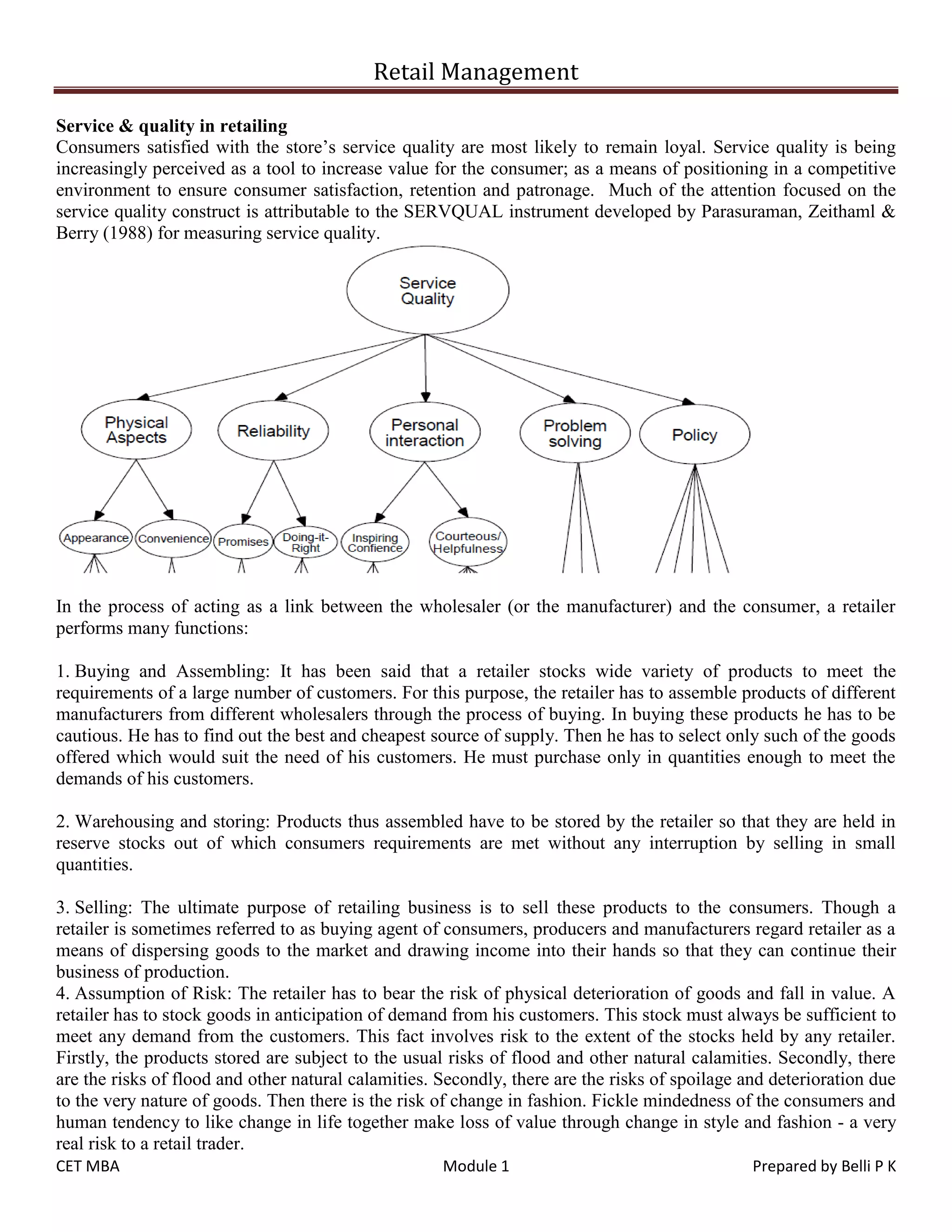 Retail Management Module 1 notes | DOCX