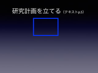 研究計画を立てる（テキストp.5）
 