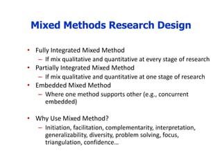 Embedded Mixed Methods Design Sample Chapter Five: Reserach Design | PPT