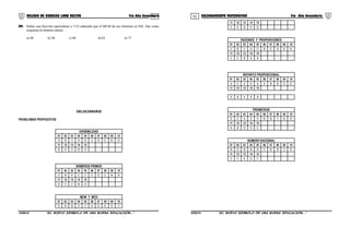 01 02COLEGIO DE CIENCIAS LORD KELVIN 5to Año Secundaria RAZONAMIENTO MATEMÁTICO 5to Año Secundaria
09. Hallar una fracción equivalente a 7/15 sabiendo que el MCM de sus términos es 945. Dar como
respuesta el término menor.
a) 49 b) 56 c) 84 d) 63 e) 77
SOLUCIONARIO
PROBLEMAS PROPUESTOS
DIVISIBILIDAD
01 02 03 04 05 06 07 08 09 10
D B C D D C E C B D
11 12 13 14 15
B A D B A
NÚMEROS PRIMOS
01 02 03 04 05 06 07 08 09 10
C B E C C C D C B B
11 12 13 14 15
D C C B A
MCM Y MCD
01 02 03 04 05 06 07 08 09 10
D B B D C A E E D C
11 12 13 14 15
C E B D D
RAZONES Y PROPORCIONES
01 02 03 04 05 06 07 08 09 10
C B C A C B E A A A
11 12 13 14 15
C C B E B
REPARTO PROPORCIONAL
01 02 03 04 05 06 07 08 09 10
A C A D A A B B D D
11 12 13 14 15
D B A E B
PROMEDIOS
01 02 03 04 05 06 07 08 09 10
E C A E A B B C B D
11 12 13 14 15
A B D A C
NUMERO RACIONAL
01 02 03 04 05 06 07 08 09 10
B D B B B C B B C E
11 12 13 14 15
C C A D C
S5RM31B “El nuevo símbolo de una buena educación...” S5RM31B “El nuevo símbolo de una buena educación...”
 