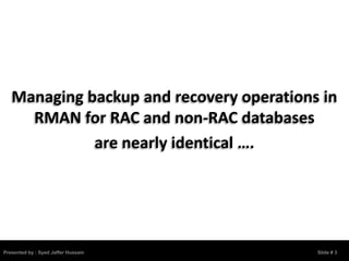 RMAN best practices for RAC | PDF
