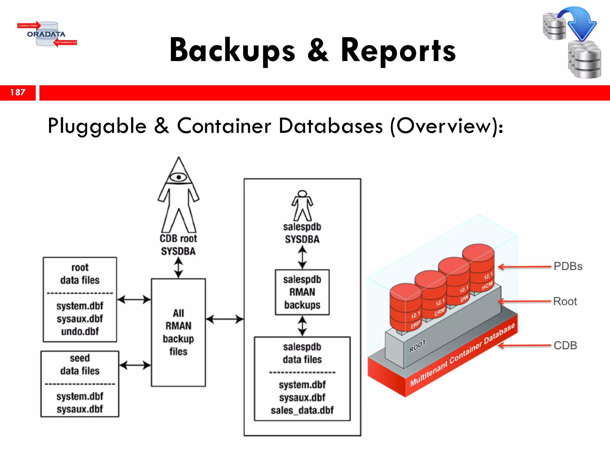 Backups & Reports
Pluggable & Container Databases (Overview):
187
 