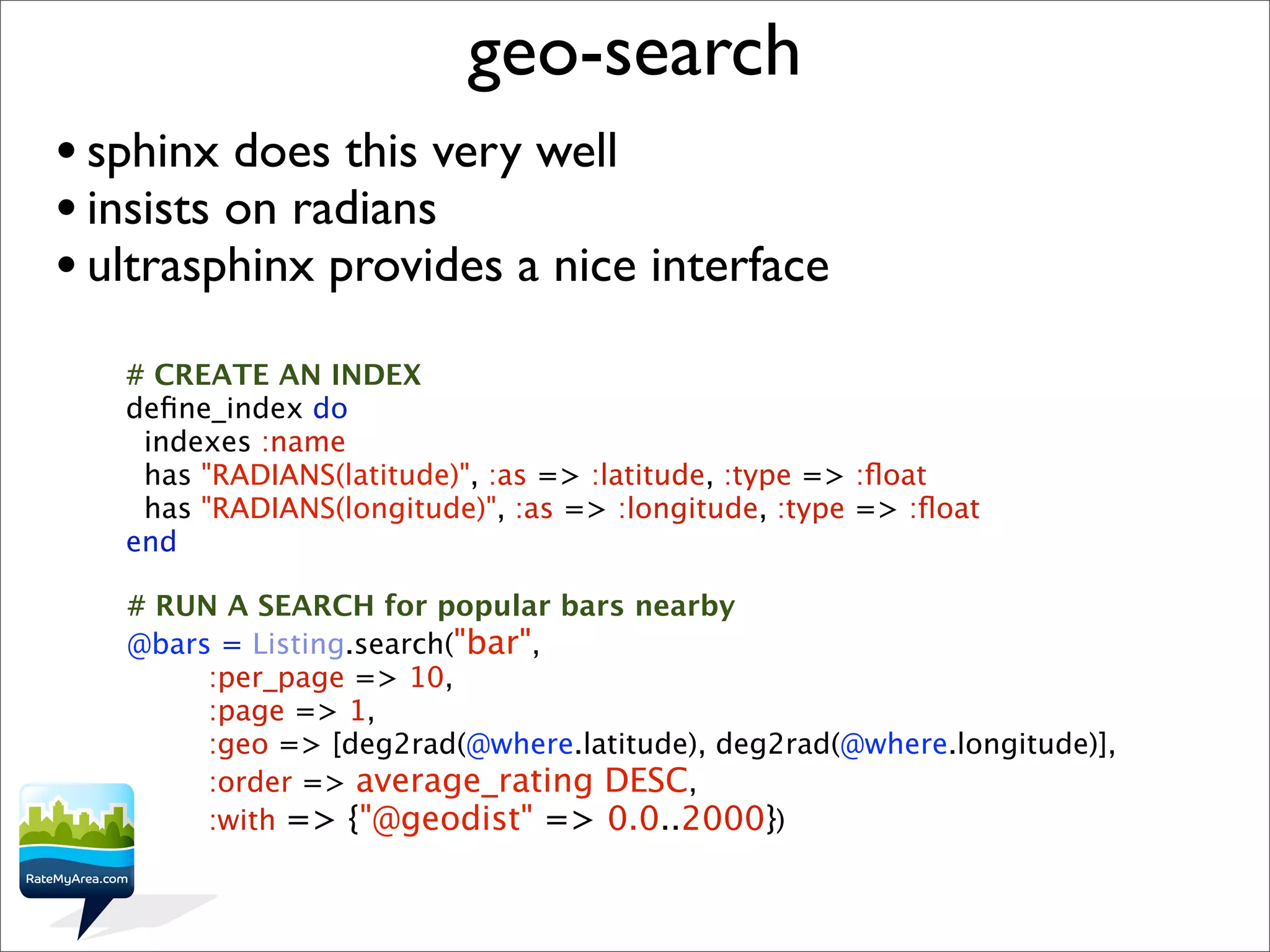RateMyArea - interesting rails bits