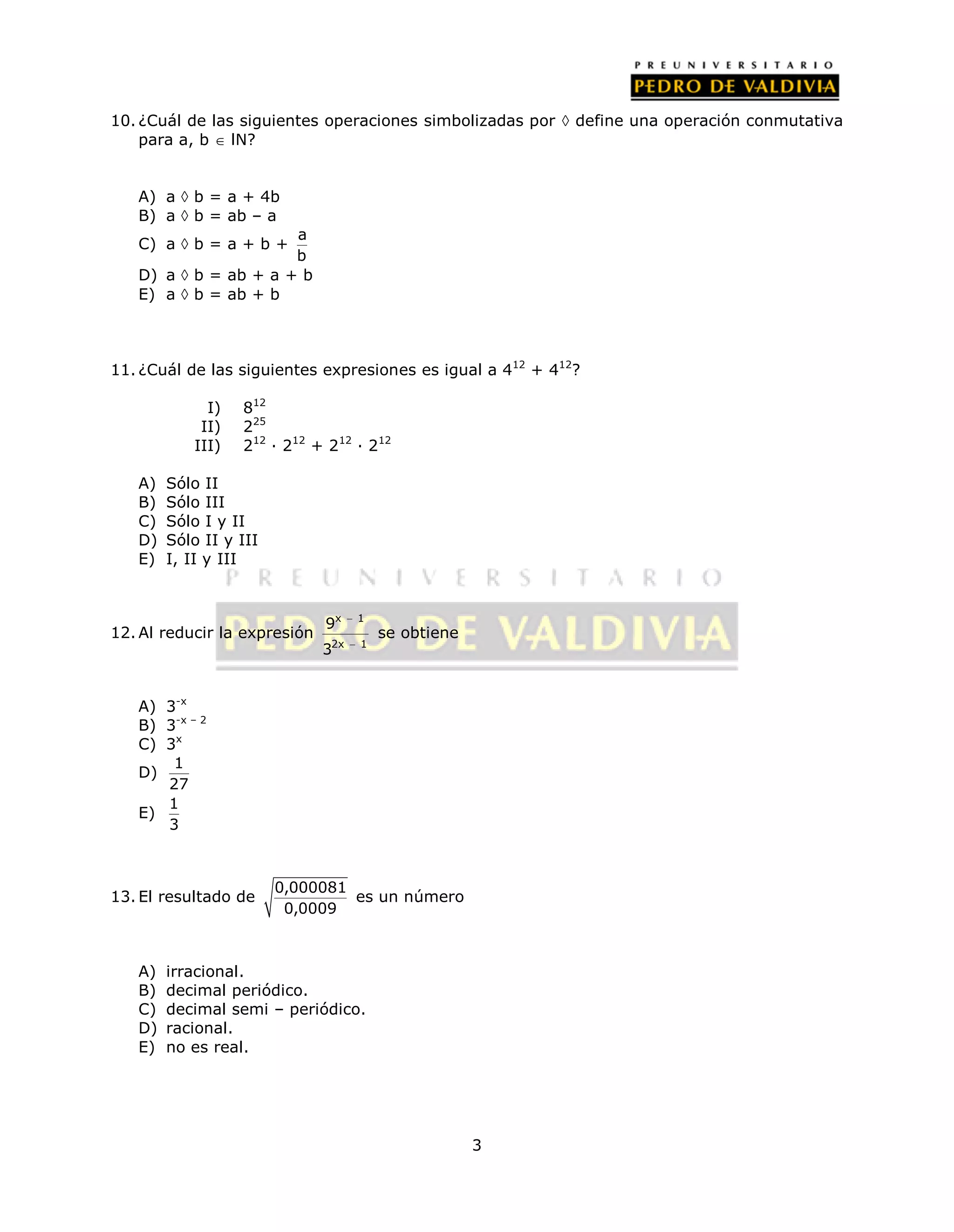PDV: Matemática Mini-ensayo N°1 (2012)