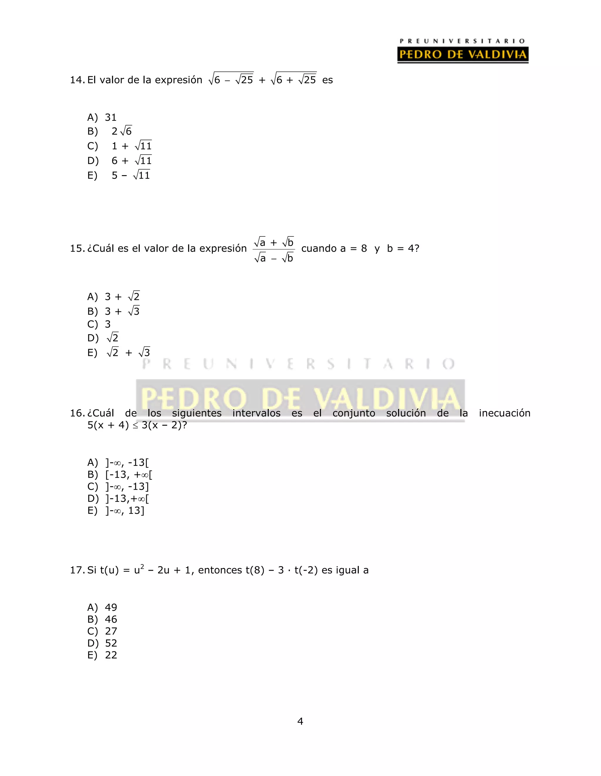 PDV: Matemática Mini-ensayo N°1 (2012)