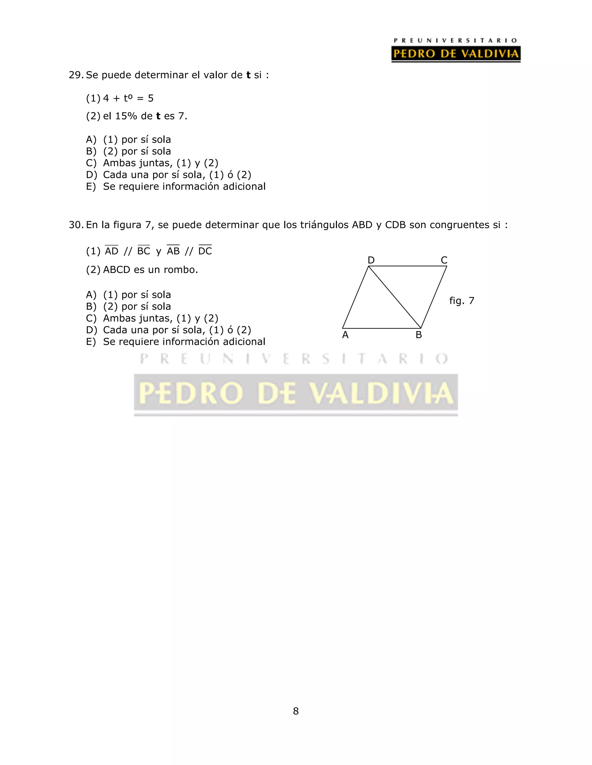 PDV: Matemática Mini-ensayo N°1 (2012)