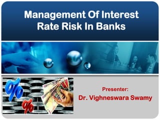 Management Of Interest
  Rate Risk In Banks




                Presenter:
          Dr. Vighneswara Swamy
 