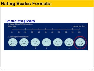 Graphic Rating Scales
Rating Scales Formats;
 