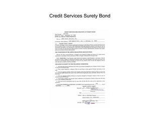 Credit Services Surety Bond 
 