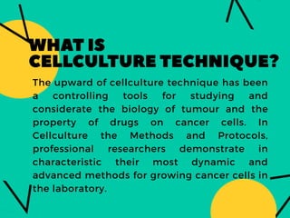 The upward of cellculture technique has been
a controlling tools for studying and
considerate the biology of tumour and the
property of drugs on cancer cells. In
Cellculture the Methods and Protocols,
professional researchers demonstrate in
characteristic their most dynamic and
advanced methods for growing cancer cells in
the laboratory.