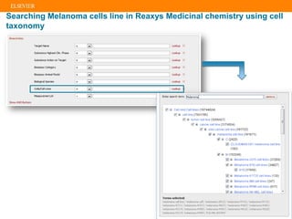 Searching Melanoma cells line in Reaxys Medicinal chemistry using cell
taxonomy
 