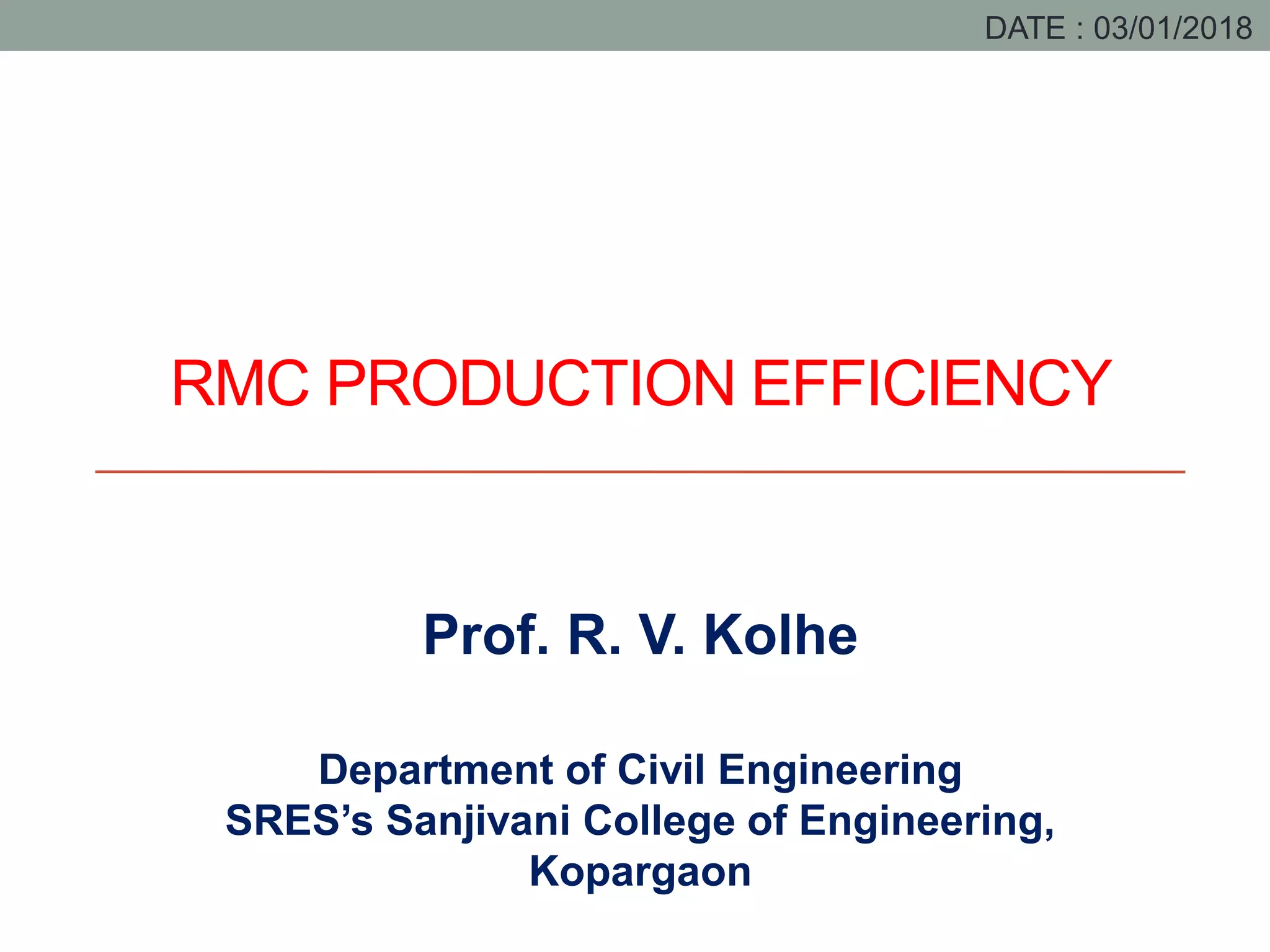 Ready Mix Concrete (RMC) Production Efficiency | PDF