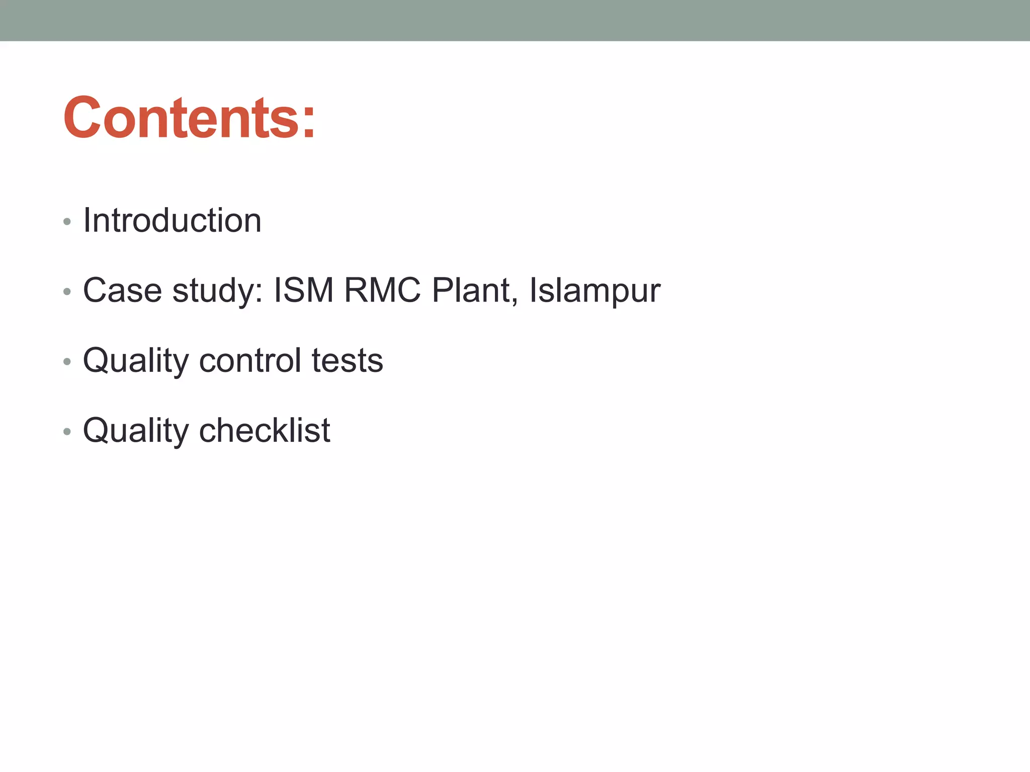Quality Control In Rmc Process Ready Mix Concrete (RMC) quality controls | PDF