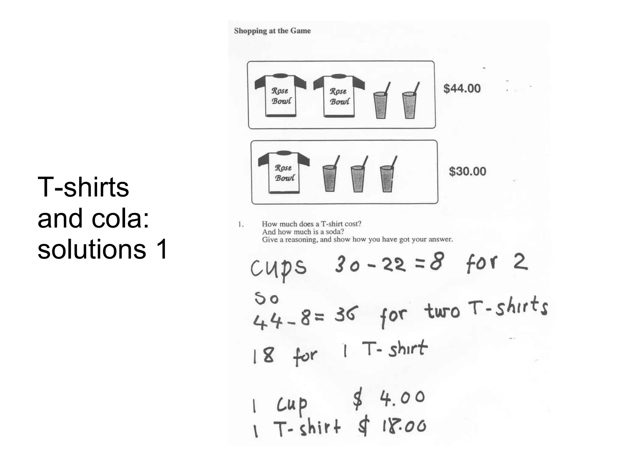 T-shirts and cola: solutions 1 
