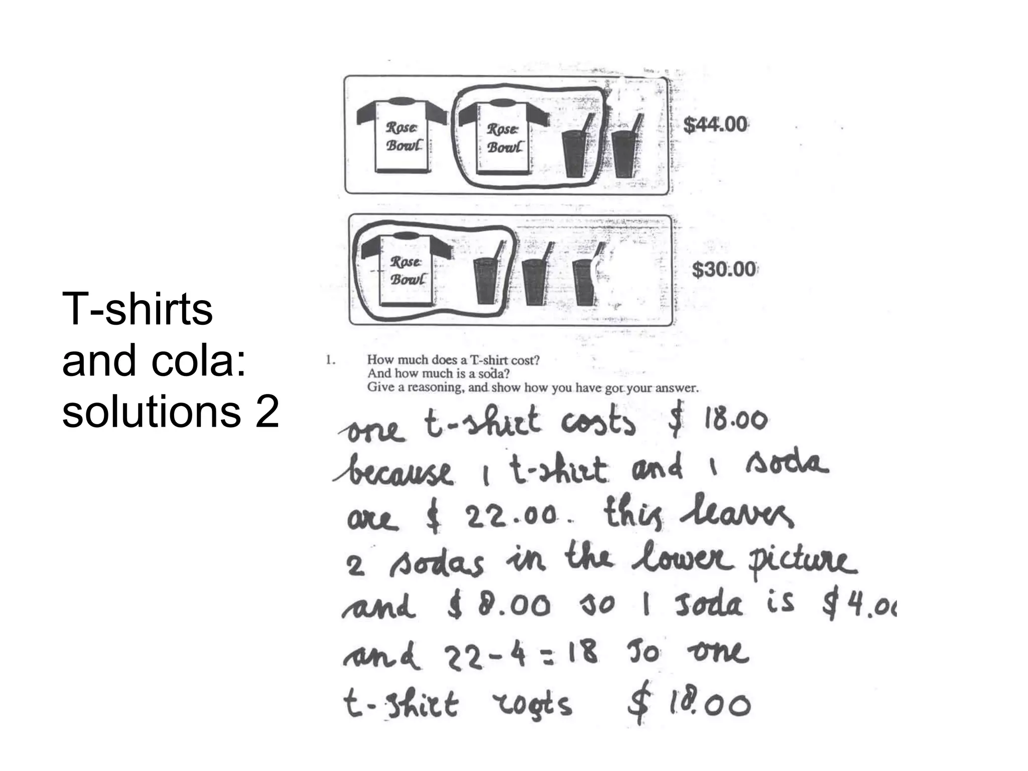 T-shirts and cola: solutions 2 
