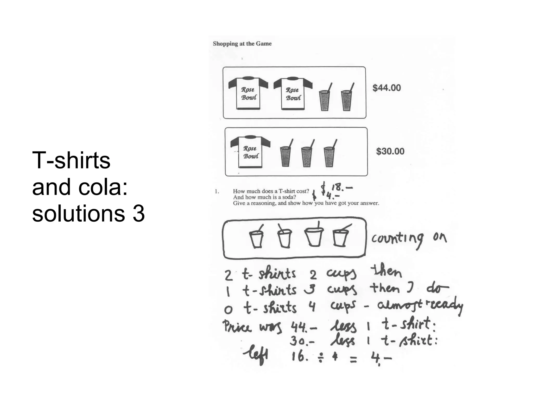 T-shirts and cola: solutions 3 