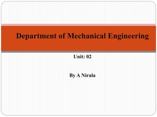 Department of Mechanical Engineering
Unit: 02
By A Nirala
 