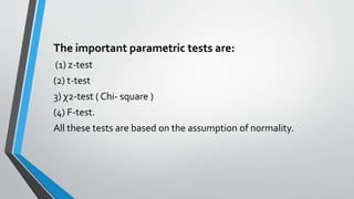 Parametric Tests R Hypothesis and its important parametric tests | PPTX