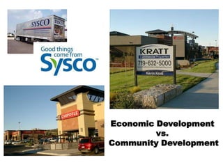 Economic Development
         vs.
Community Development
 