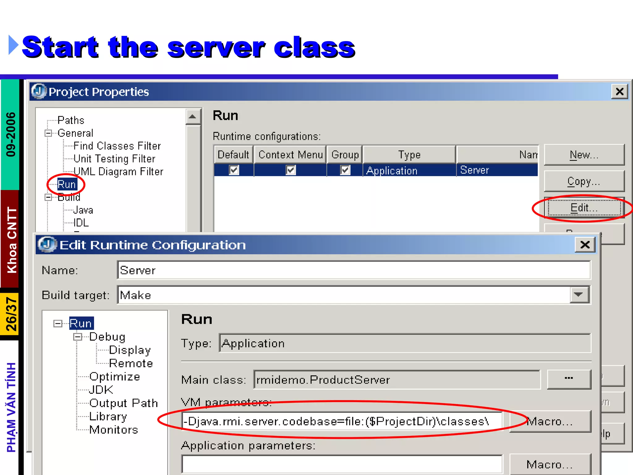 Start the server class 