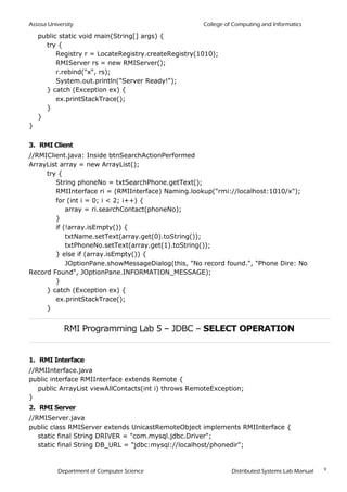 java rmi: distributed programming guide | pdf | java... RMI Java Programming Lab Manual 2019 | PDF