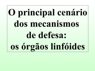 O principal cenário dos mecanismos  de defesa:  os órgãos linfóides 