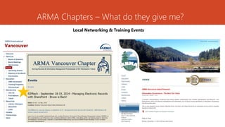ARMA Chapters – What do they give me?
Local Networking & Training Events
 