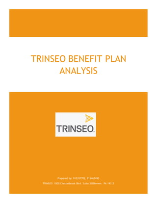 Prepared by: 915357702, 915467490
TRINSEO 1000 Chesterbrook Blvd. Suite 300Berwyn, PA 19312
TRINSEO BENEFIT PLAN
ANALYSIS
 