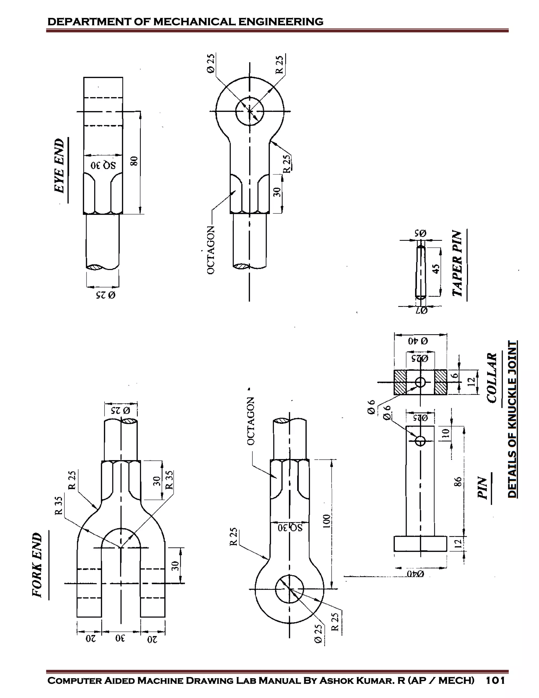 DEPARTMENT OF MECHANICAL ENGINEERING
Computer Aided Machine Drawing Lab Manual By Ashok Kumar. R (AP / MECH) 101
 