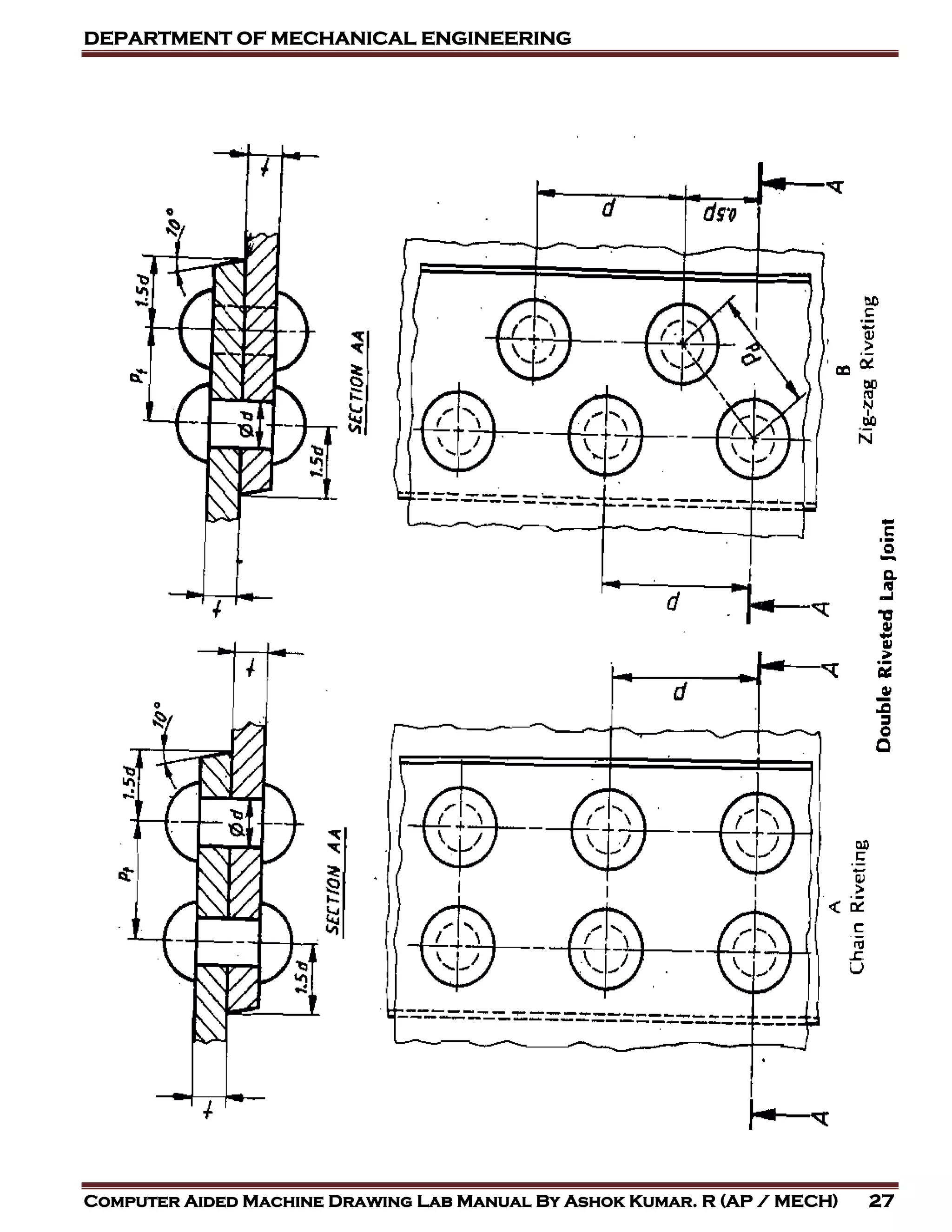 DEPARTMENT OF MECHANICAL ENGINEERING
Computer Aided Machine Drawing Lab Manual By Ashok Kumar. R (AP / MECH) 27
 