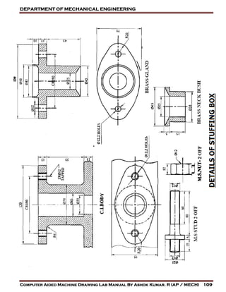 DEPARTMENT OF MECHANICAL ENGINEERING
Computer Aided Machine Drawing Lab Manual By Ashok Kumar. R (AP / MECH) 109
 