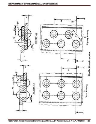DEPARTMENT OF MECHANICAL ENGINEERING
Computer Aided Machine Drawing Lab Manual By Ashok Kumar. R (AP / MECH) 27
 