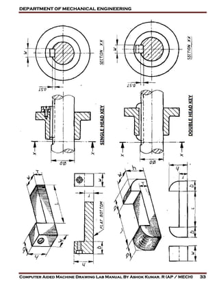 DEPARTMENT OF MECHANICAL ENGINEERING
Computer Aided Machine Drawing Lab Manual By Ashok Kumar. R (AP / MECH) 33
 
