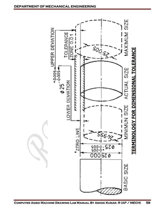 DEPARTMENT OF MECHANICAL ENGINEERING
Computer Aided Machine Drawing Lab Manual By Ashok Kumar. R (AP / MECH) 59
 