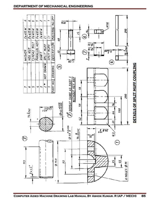DEPARTMENT OF MECHANICAL ENGINEERING
Computer Aided Machine Drawing Lab Manual By Ashok Kumar. R (AP / MECH) 85
 