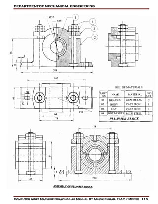DEPARTMENT OF MECHANICAL ENGINEERING
Computer Aided Machine Drawing Lab Manual By Ashok Kumar. R (AP / MECH) 115
 