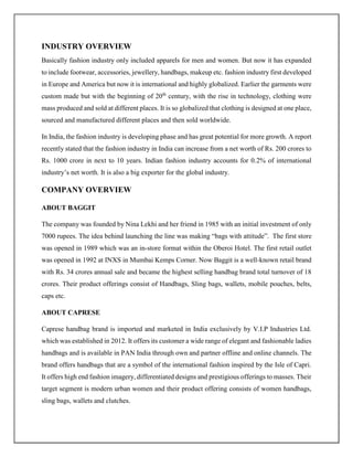 Comparative Analysis of RVP of Caprese and Baggit PDF