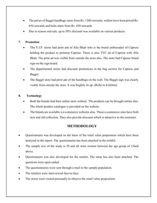 Comparative Analysis of RVP of Caprese and Baggit | PDF