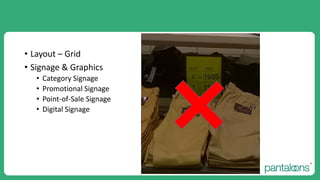 • Layout – Grid
• Signage & Graphics
• Category Signage
• Promotional Signage
• Point-of-Sale Signage
• Digital Signage
 