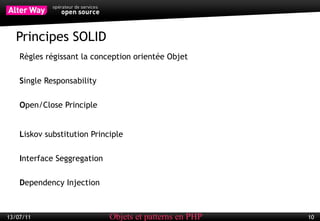 Rappels sur les patterns Objets et patterns en PHP Modèle objet de PHP détaillé