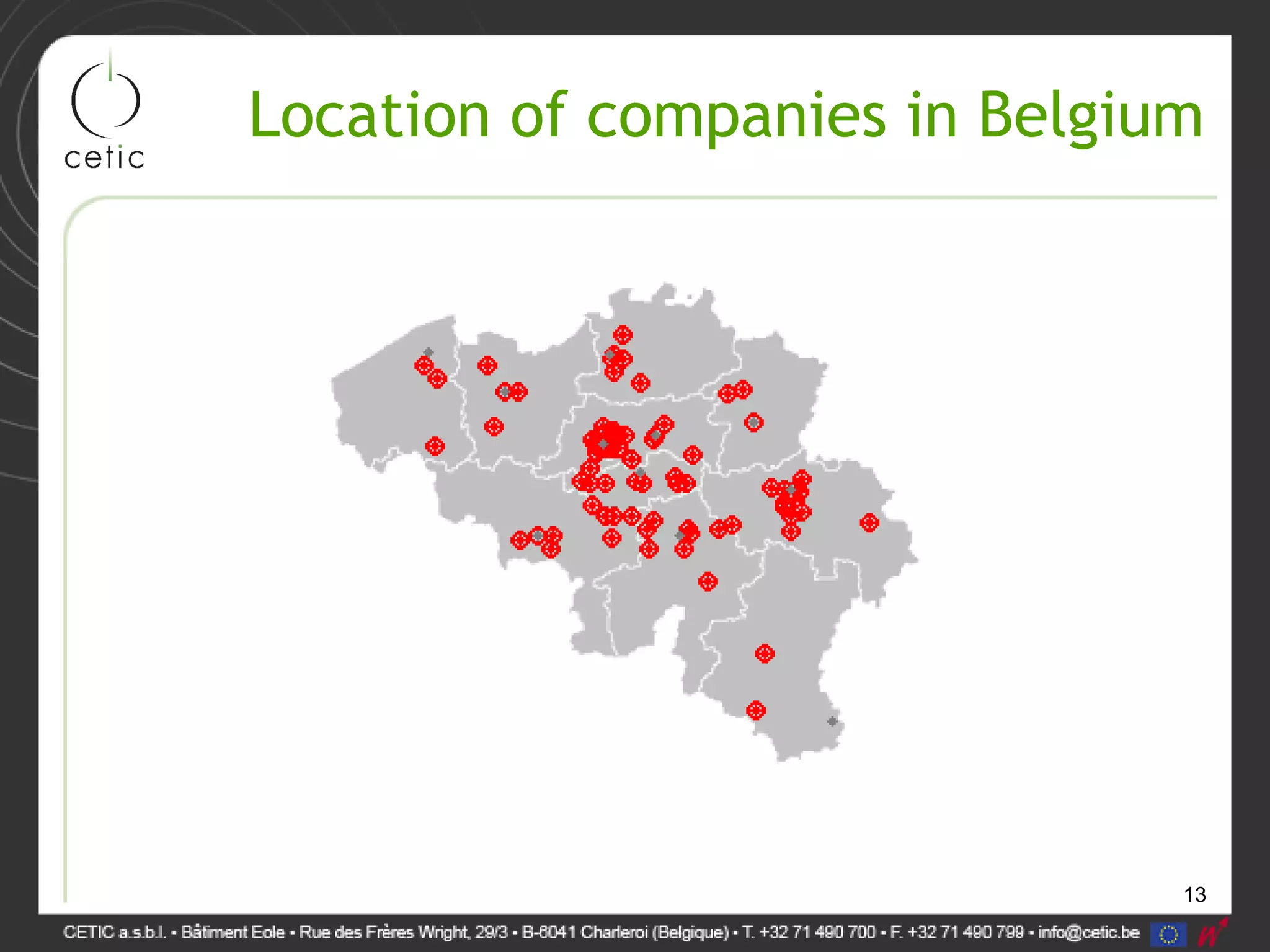 13
Location of companies in Belgium
 