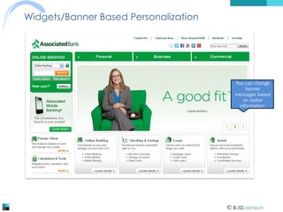 Widgets/Banner Based Personalization

You can change
banner
messages based
on visitor
information

 BLISS ad:tech

 