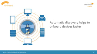 © 2015 N-able Technologies, Inc. All rights reserved. 9
Automatic discovery helps to
onboard devices faster
Onboard
 
