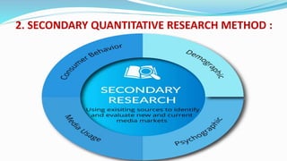 2. SECONDARY QUANTITATIVE RESEARCH METHOD :
 
