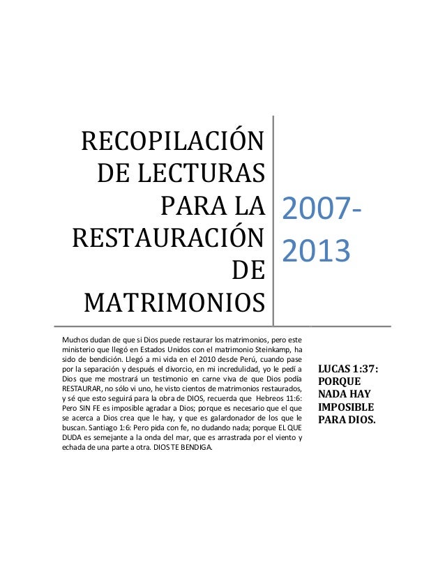 RESTAURACIÓN MATRIMONIO